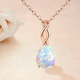thumbnail image 6 of Womens 18K Rose Gold Plated 8*10mm Teardrop Fire Opal Birthstone Gemstone Pendant Necklace Mother's Day Gifts for Mom Grandmother, 6 of 6