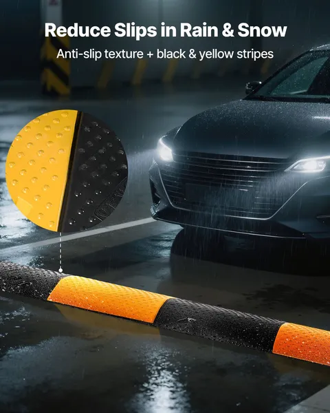 40 Inch Rubber Speed Bump 2 Pack Heavy Duty Traffic Hump 22000 lbs Axle Load Capacity Cable Protector Ramp with Expansion Screws for Asphalt Concrete Gravel Driveway Road