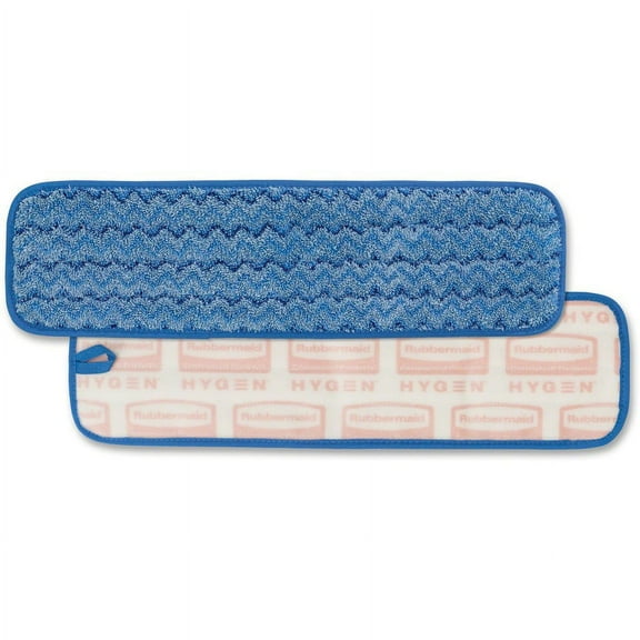 Rubbermaid Commercial Hygen 18" Microfiber Wet Pad - 5.5" Width x 18.5" Length - MicroFiber - Blue | Bundle of 5 Cartons