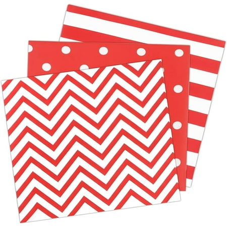 Dulousia Disposable 2-ply Party Napkins, Striped Chevron Polka Dot Paper Napkins for Birthday, Christmas or Anniversary Celebration Beverage Napkins 60-Count,13" x 13" Red