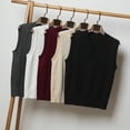 thumbnail image 4 of IROINNID Womens Sweater Sweater Vest V-Neck Pullover Sweater Solid Color Loose Short Length Sleeveless Autumn and Winter Warm Knitted Vest Overlapping Cuff Sweater Vest, 4 of 4