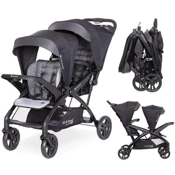 Open Box Sit N' Stand Double Stroller 2.0 DLX w/5 Point Safety Harness, Stormy
