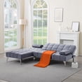 thumbnail image 6 of Gewnee 78.35”L-Shaped Velvet Reversible Sectional Sleeper Sofa,Futon Sofa with Adjustable Split Back & Chaise,Couch for Home,Office and Guest Room.Dark Grey, 6 of 15