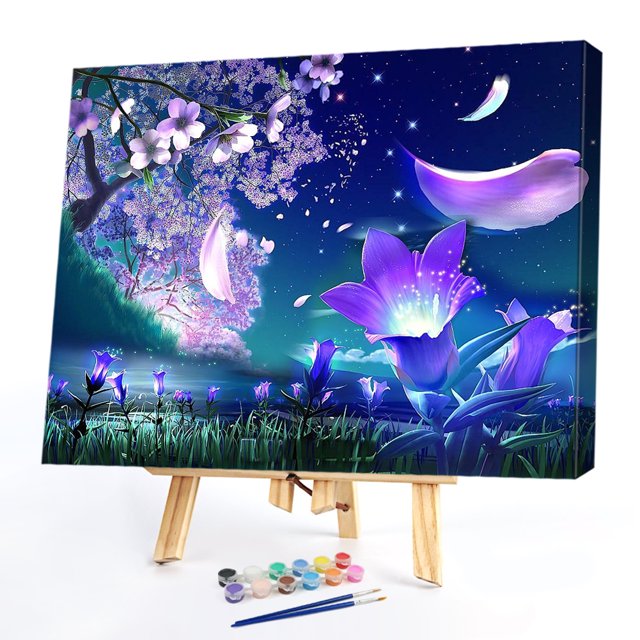 Paisaje nocturno 50x40cm pintura al óleo por números cuadro pintura DIY M498 Likrtyny decoración de arte