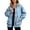 Light Blue women denim jacket with hood a1, variant on Women's Fall Winter Long Sleeve Hooded Denim Jacket Casual Loose Zip Up Shacket With Pockets, Black 2XL