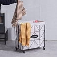 thumbnail image 4 of Mxfurhawa Iron Wire Laundry Hamper With Rolling Lockable Wheels, Foldable basket Organizer with Detachable Liner & Wheels(Black), 4 of 7