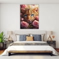 thumbnail image 6 of Mudket Blue Eyed Leopard with Pink Roses Framed Canvas Wall Art, Girly Floral Animal Print Decor for Girls Bedroom, Living Room, Vanity Space, Ready to Hang - 36"L x 24"W, 6 of 10