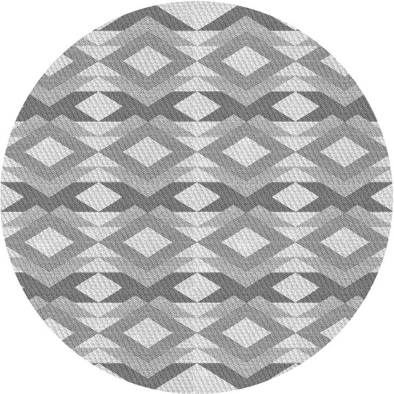 Ahgly Company Machine Washable Indoor Round Transitional Gray Area Rugs, 6' Round