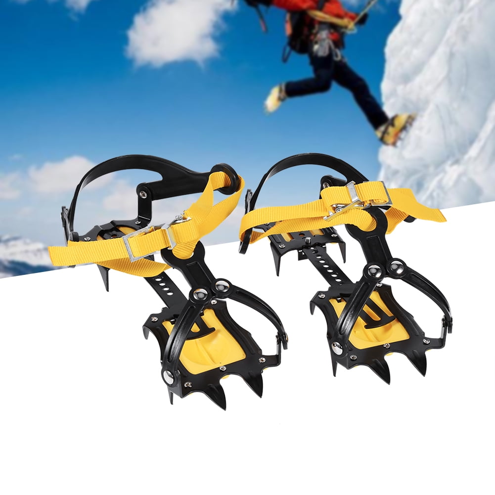 Ashata 1 Pair Of 10-teeth Crampons Strap Binding Type Ice Grips Slip Resistant Cleats For Hiking , Ice Gripper, Ice... by