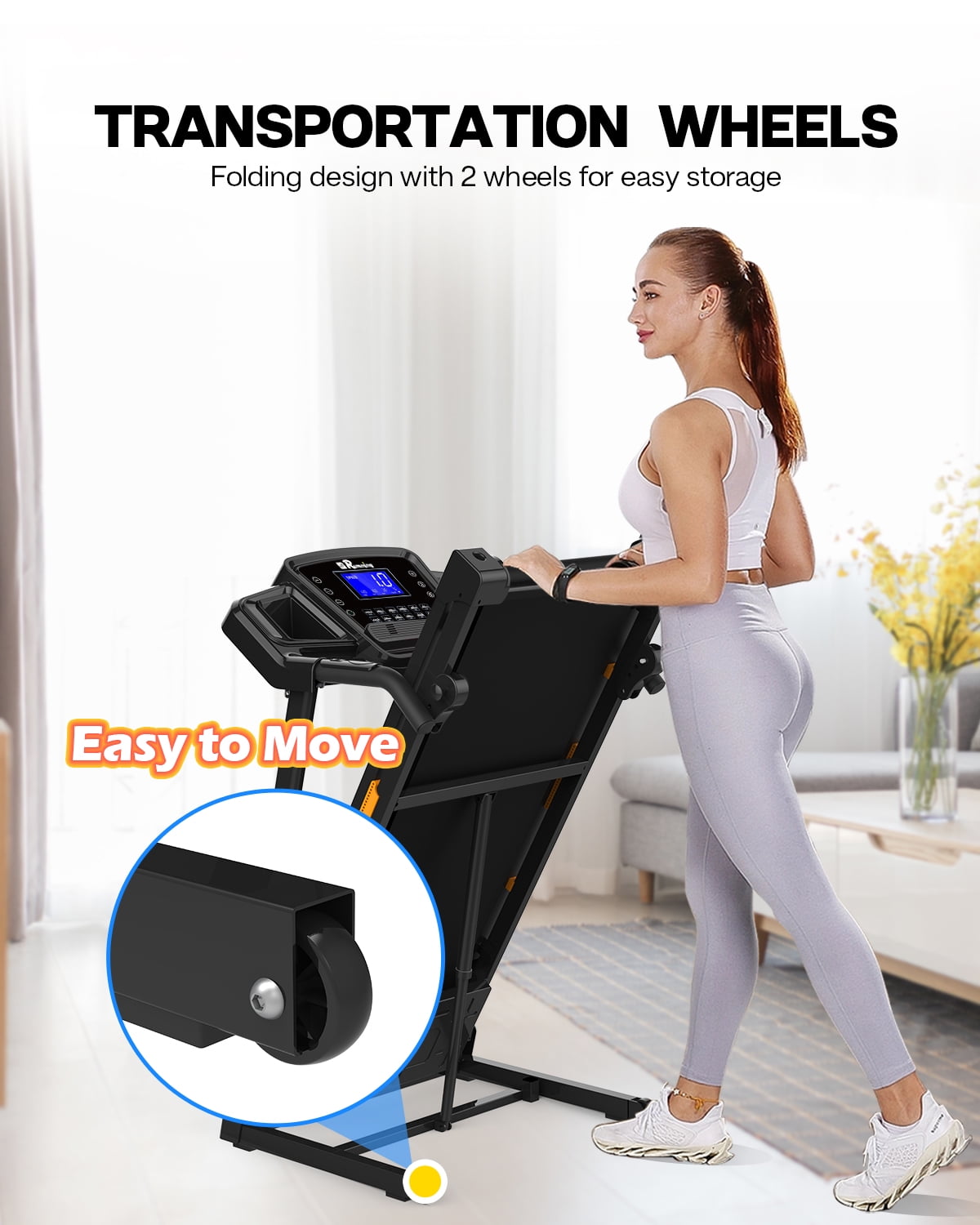 FYC 3.5HP Folding Treadmill 330 LBS Weight Capacity with Incline for Home, Portable Electric Treadmill for Running Walking Jogging Exercise with 12 Preset Programs, Indoor Home Workout Training