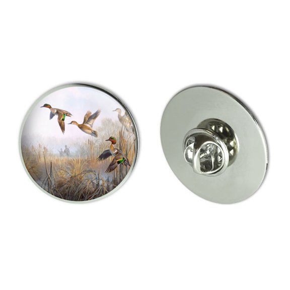 Green-Winged Teal Ducks Taking Flight Hunters Hunting Metal 1.1" Tie Tack Hat Lapel Pin Pinback