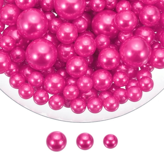 Uxcell 150 Pcs Pearl Bead for Vase Filler, 20/14/10mm Faux Pearl Floating Beads Makeup NO Hole for Candles Centerpieces Table Scatter Wedding Home Decoration(Rose Red)
