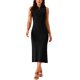 thumbnail image 1 of Vestido de suéter midi sin mangas de punto acanalado para mujer INSPIRE CHIC, elegante y casual con cuello simulado, 1 of 5