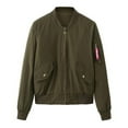 thumbnail image 4 of BLTIBY Women's Bomber Jacket Spring Fall Solid Colour Lightweight Zip Jackets Casual Coat Outerwear Windbreaker with Pockets Army Green L, 4 of 8