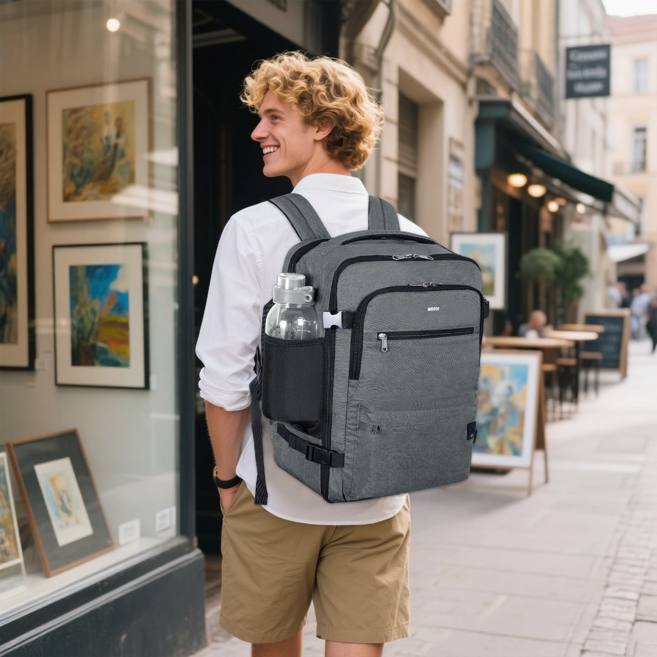 Business Travel Backpack Fits 17 Inch Laptop for Personal Item Bag 18x14x8 Clamshell Opening Carry on Laptop Backpack for Men with Wet Pocket, Grey