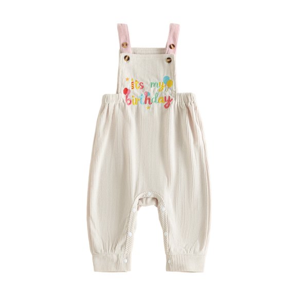 Cjfdfy Newborn Baby Boy Girl Half Birthday Jumpsuit Outfit It's My Birthday Embroidered Square Neck Sleeveless Romper Infant Cute My First Birthday Party Outfit 3-18M