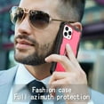thumbnail image 6 of Dteck Back Case For Apple iPhone 13 Pro Max, Ring Stand Shockproof Hybrid Hard PC Soft Silicone Bumper Heavy Duty Shockproof Three Layer Drop Protective Girls Boy Cute Phone Case(Black+Rose), 6 of 7