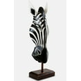 thumbnail image 3 of 20" Wooden Tribal Striped Black White Zebra Mask with Stand Hand Carved Home Decor Accent Art Unique Sculpture Handmade Handcrafted Mask Stand Alone, 3 of 6