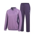 thumbnail image 2 of Women's 2Pc V Neck Tracksuit, 4 Way Stretch Breathable Reflective for Golf Running Casual Purple M, 2 of 8