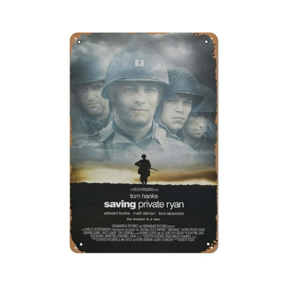 Saving Private Ryan Movie Poster Retro Metal Sign Vintage Tin Sign for Cafe Bar Man Cave Home Wall Art Decor 12 X 8 inch
