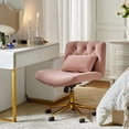 thumbnail image 3 of Adjustable Modern Swivel Velvet Desk Task Chair for Makeup Vanity Pink, 3 of 8
