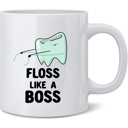 

Floss Like A Boss Dance Tooth Funny Ceramic Coffee Mug Tea Cup Fun Novelty Gift 12 oz