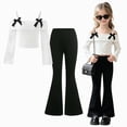 thumbnail image 2 of ZIXKCGDSE Teen Girls Clothes Off Shoulder Tops and Flared Pants Set 2 Piece School Outfit Size 7-8 Years, 2 of 6