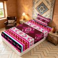 thumbnail image 5 of Manfei Damask Floral Twin Sheets, Baroque Flower Bedding, Pink and Red, Black Reversible 3pcs1 Flat Sheet + 1 Fitted Sheet + 1 Pillowcase, 5 of 6