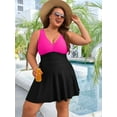 thumbnail image 5 of Asoul Womens Plus Size One Piece Scalloped V Neck Swimwear Tummy Control Swimdress Bathing Suits Swimsuits with briefs, 5 of 8
