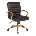 thumbnail image 1 of Mid-Back Faux Leather Chair with Gold Finish in Black Faux Leather, 1 of 6