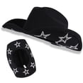 thumbnail image 4 of Jiibva Women Men Western Style Cowgirl Hat Wide Brim Rhinestone Star Western Hats for Wedding Carnival Rave Party Travel, 4 of 7