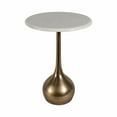 thumbnail image 4 of Marble Accent End Table for Home Decor - Decorative Small Table Stand for Bedroom Night Stand, Bedside, and Living Room Decor - Modern Side or Drink Table for Small Spaces - 20", White & Gold, 4 of 9