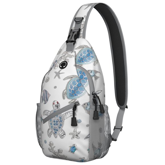 Sac de Poitrine Tortue Mignonne - Sac Bandoulière Léger et Durable pour Randonnée, Escalade et Voyages à la Plage - Design Spacieux et Organisé