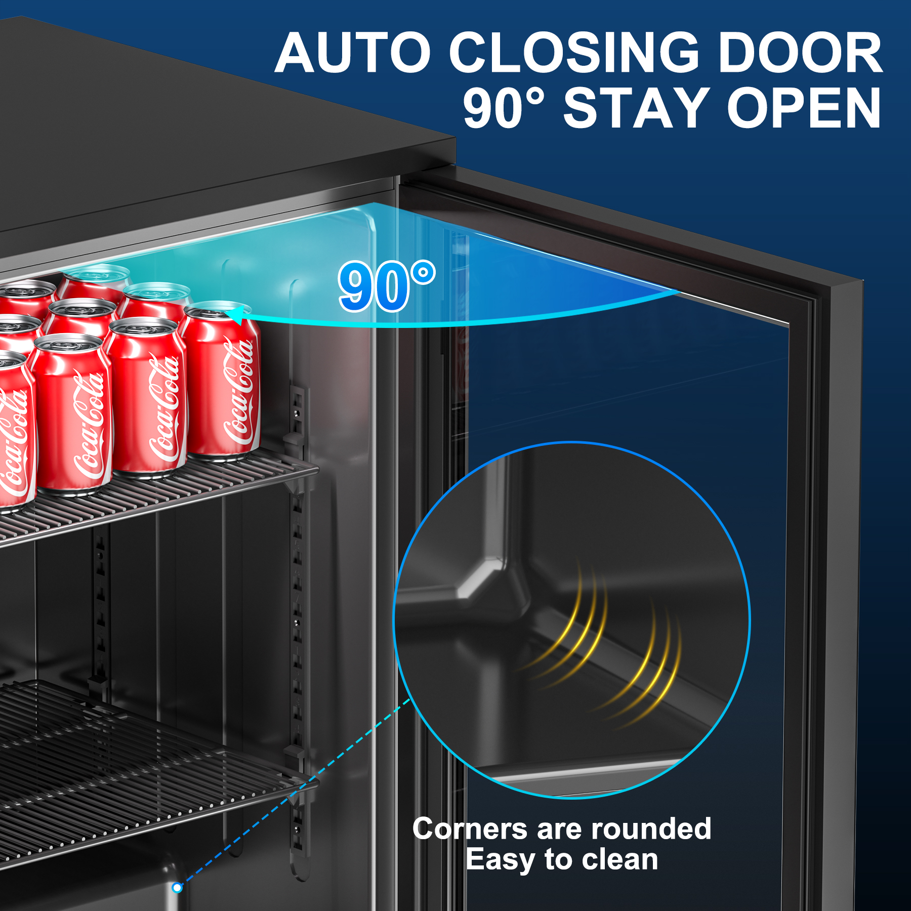 Amerikit  Back Bar Cooler with 3 Glass Doors, 12.4 cu.ft Under Counter Height Beverage Refrigerator for Beer, Wine, Soda, Drinks, ETL Approved