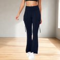 thumbnail image 2 of High Waist Flowy Wide Leg Yoga Pants, Stretchy Athletic Leisure Trousers with Pockets, Hidden Scrunch Waist, No Front Seam, CoreFlex Workout Flare Leggings, 2 of 8