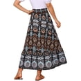 thumbnail image 3 of INSPIRE CHIC Women's Floral High Waist A Line Boho Maxi Ruffle Long Summer Skirt XL Black, 3 of 7