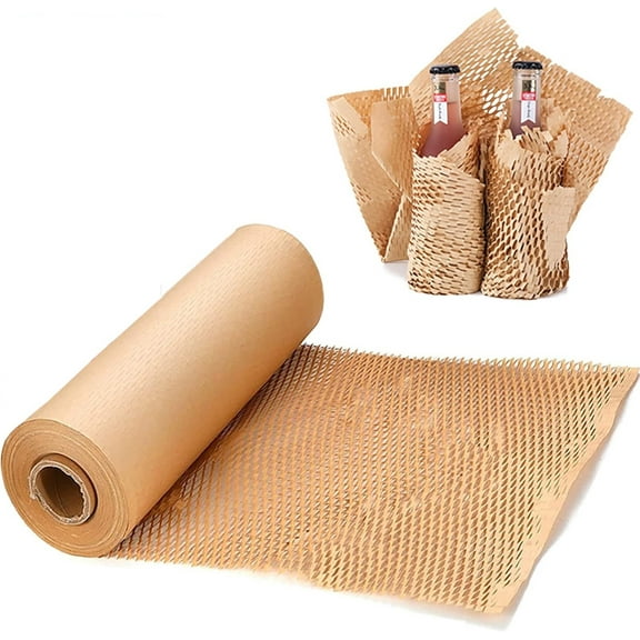 LQQBOX Honeycomb Packing Paper,19.69 IN W x 16.4 FT L Bubble Cushioning Wrap for Moving,Products & Gifts Wrapping Paper,Recyclable and Biodegradable Cushioning Packing Material