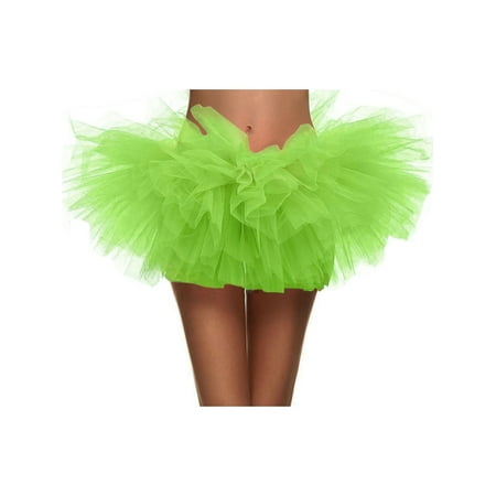 5 Layers Organza Ballet Tutu Bustle Costume Dance Tutu Skirt, Fluorescent Green