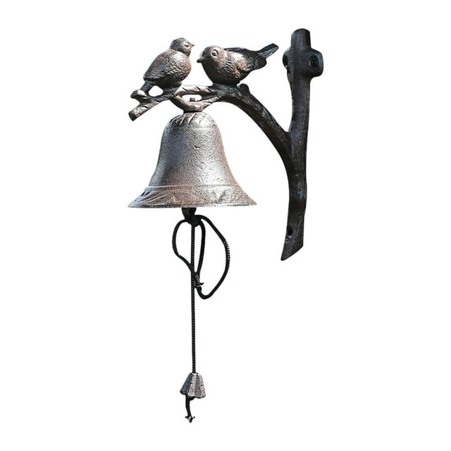 Timbre retro para puerta, campana para cena, hermoso pájaro, campana de pared para montar en la pared, adorno de pared para patio, campana de
