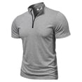 thumbnail image 6 of LWITHSZG Mens Shirts Trendy Mock Neck Quarter&nbsp;Zip&nbsp;Pullover Business Office Work Blouses Stretchy Slim Fitted Short Sleeve Tops S-XXXL, 6 of 7