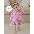 thumbnail image 5 of Newborn Baby Girl Lace Romper Dress Embroidery Butterfly Long Sleeve Ruffle Mesh Tutu Dress 3 6 12 18 Months Cute Jumpsuits with Headband, 5 of 9
