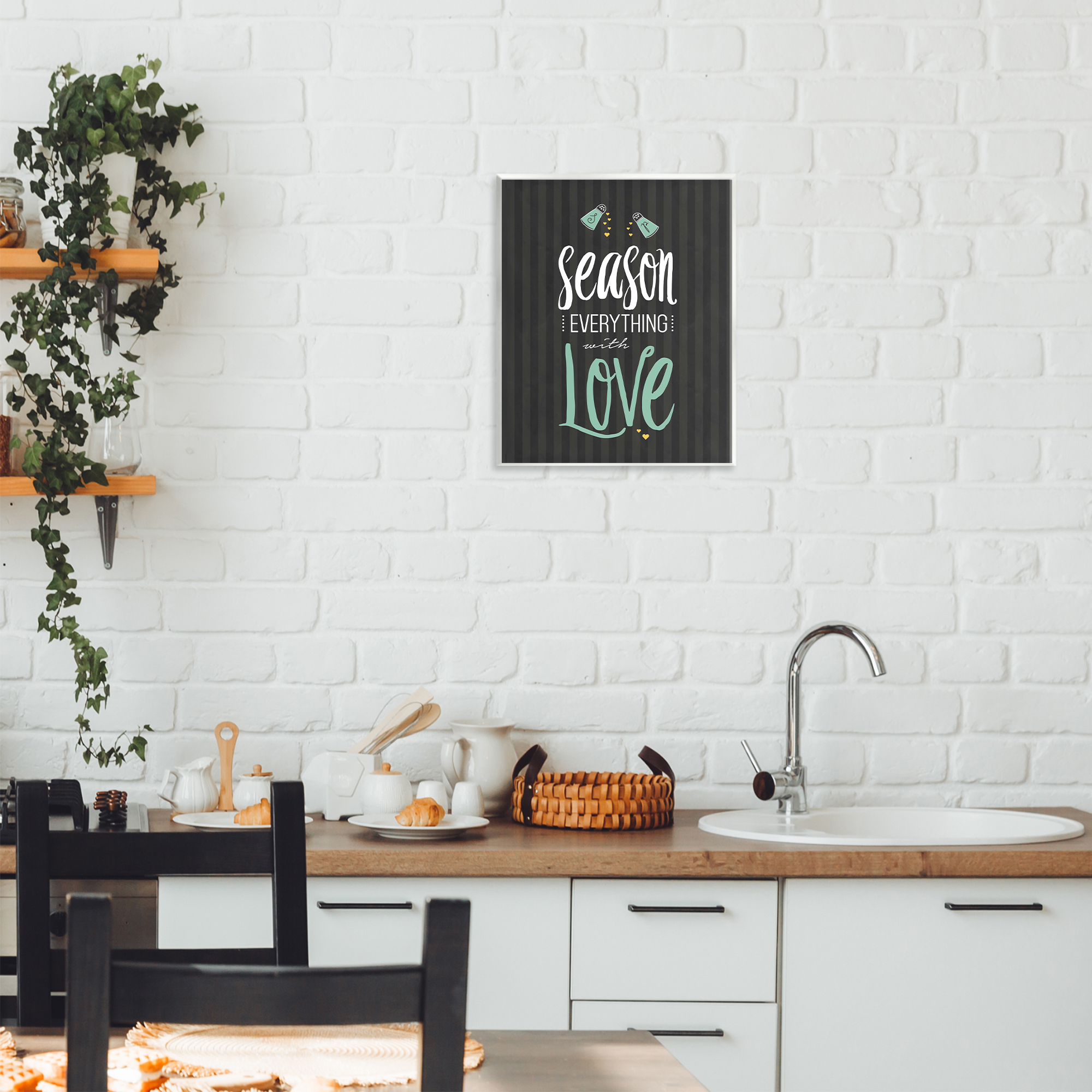 Season With Love Black & Green Wall Plaque Art, design by Lettered and Lined