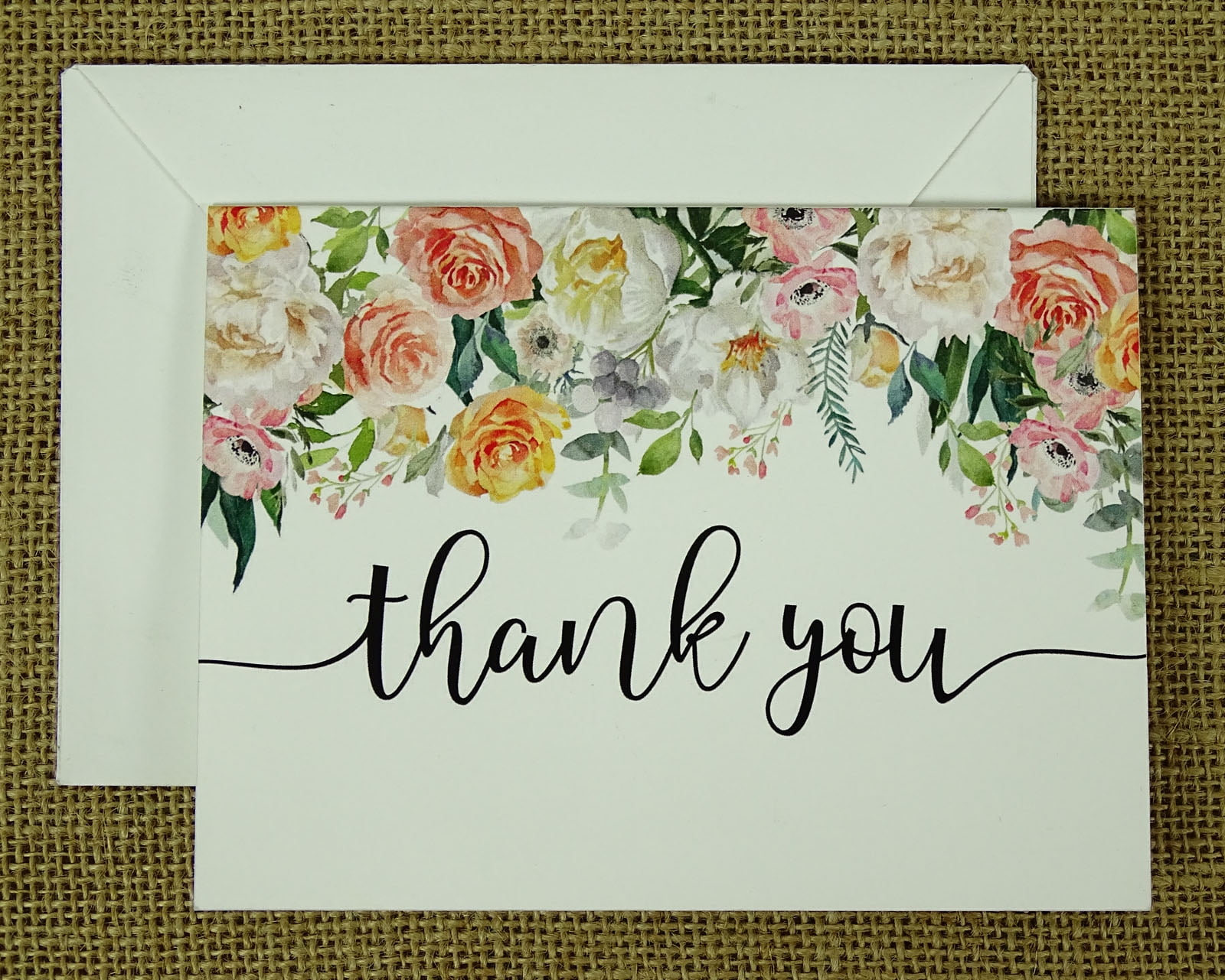 Darling Souvenir Roses Floral Wedding Thank You Greeting Cards Pack Of 36 Pcs With White Envelopes