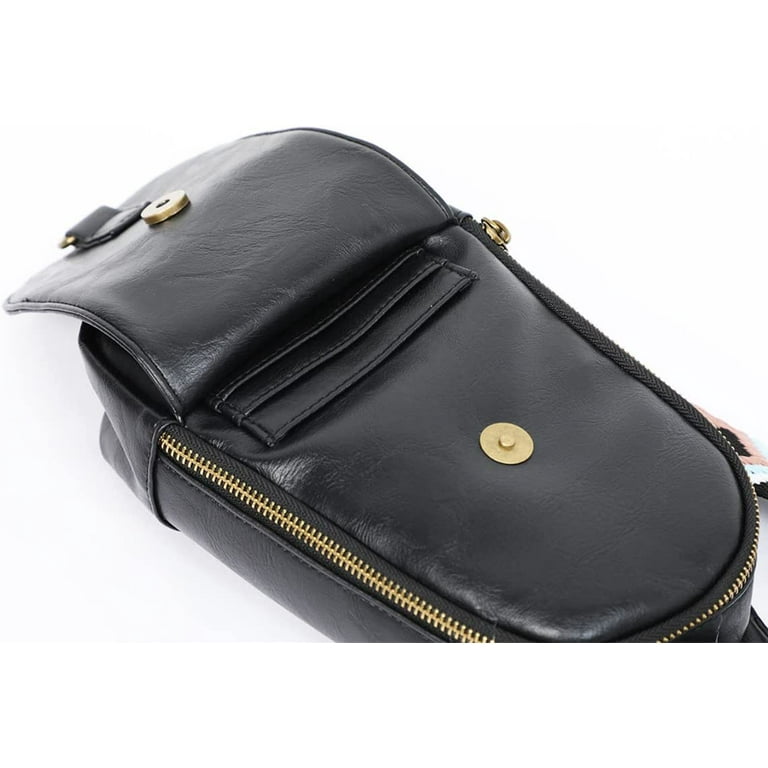 Crossbody Sling Bags with Cards Slots Fanny Packs for Women Vegan Leather Small Backpack Handbag Light weitght Daypack Purses Style 1 Black Walmart