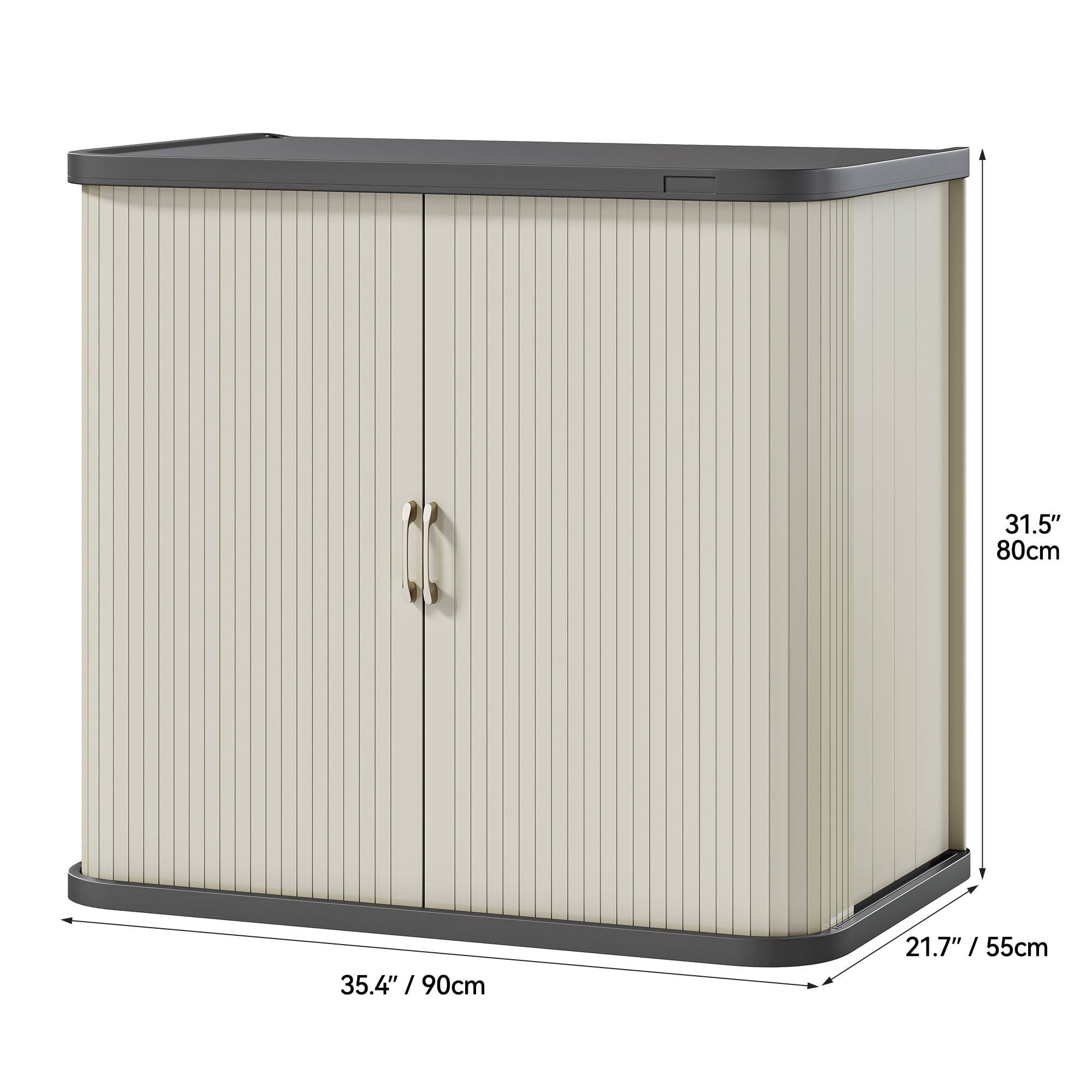 Uforic 73 Gal Large Weatherproof Outdoor Storage Cabinet, Dual-Wall Resin with Sliding Doors, Light Gray