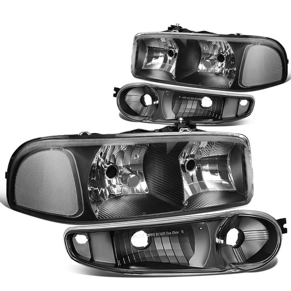 DNA Motoring For 01-06 GMC Sierra Yukon Denali Headlight Bumper Parking Lamps Pair Set Black/Clear
