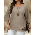 thumbnail image 5 of SOMER Plus Size Tops For Women 4/3 Sleeve Crew Neck Shirts Fashion Beach Vacation, 5 of 7