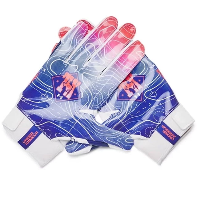 Guantes de Fútbol Americano para Niños Under Armour F9 Blanco/Royal/Rojo M