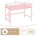 thumbnail image 2 of Ourlova Twin Size Metal Loft Bed with Ladder and Guardrail- Heavy Duty- 400 Lbs Capacity- No Box Spring Needed- Easy Assembly- Pink - Space-Saving Loft Bed, 2 of 7