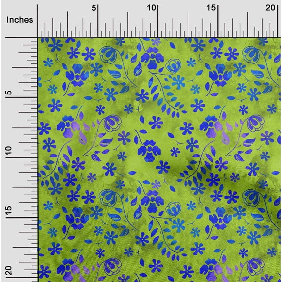 oneOone Georgette Viscose Green Fabric Batik Sewing Craft Projects Fabric Prints By Yard 42 Inch Wide - RA